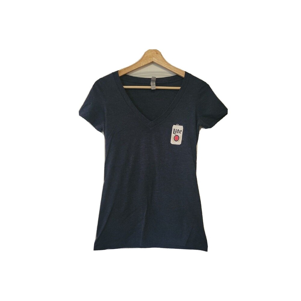 Miller Lite Womens V Neck T Shirt Size Small With Can